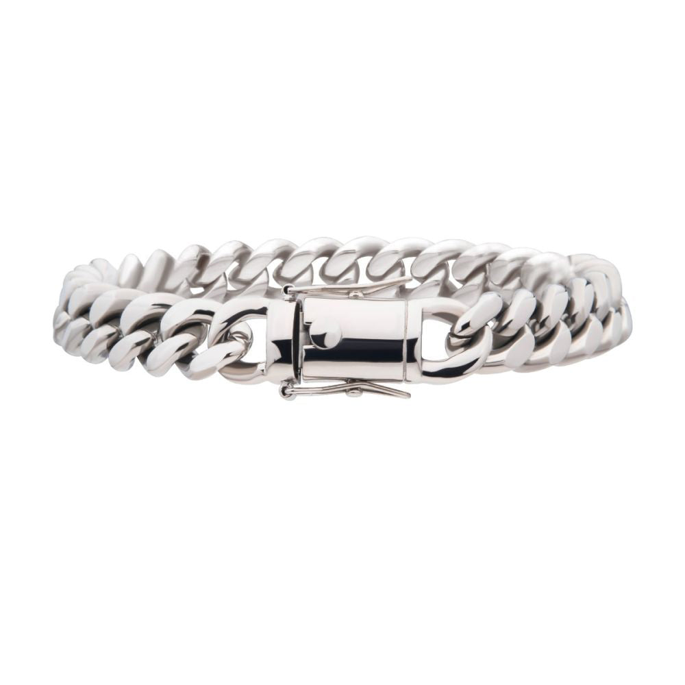 8mm Stainless Steel Miami Cuban Chain 8&quot; Bracelet BR15011-0880