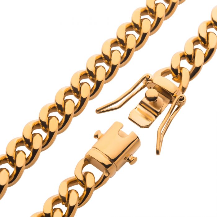 6mm 18K Gold Plated Stainless Steel Miami Cuban Chain 8&quot; Bracelet BR15011GP-0680