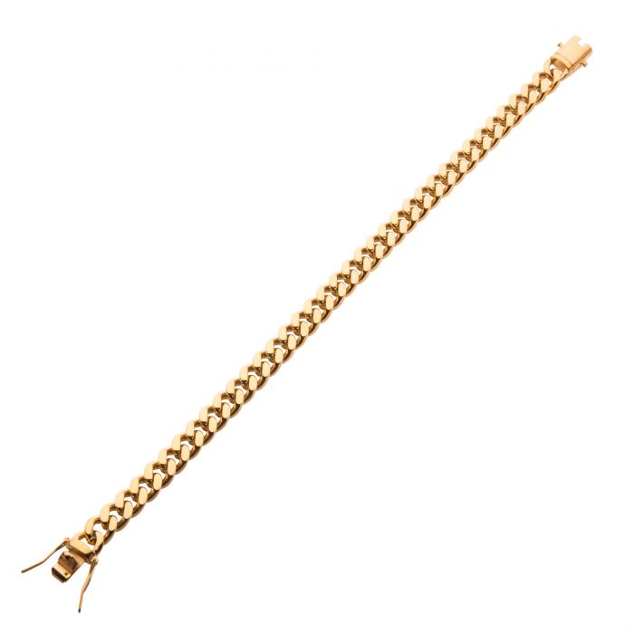 8mm 18K Gold Plated Stainless Steel Miami Cuban Chain 8.0" Bracelet BR15011GP-0880