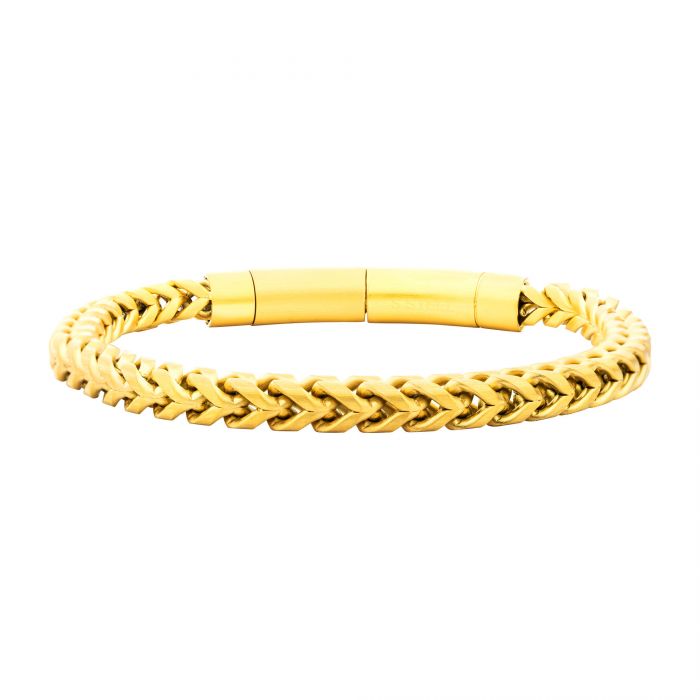 18K Gold Plated Stainless Steel Franco Chain 8.25&quot; Bracelet BR209MG