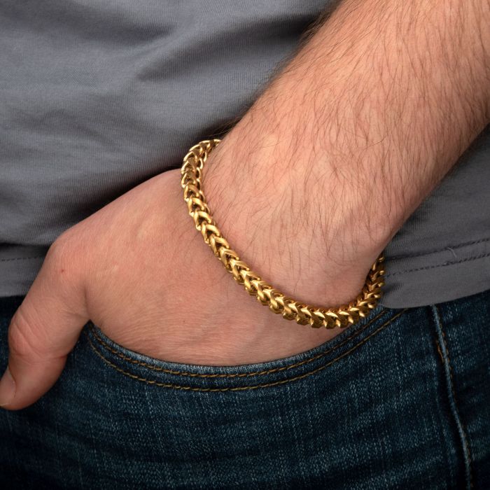 18K Gold Plated Stainless Steel Franco Chain 8.25" Bracelet BR209MG