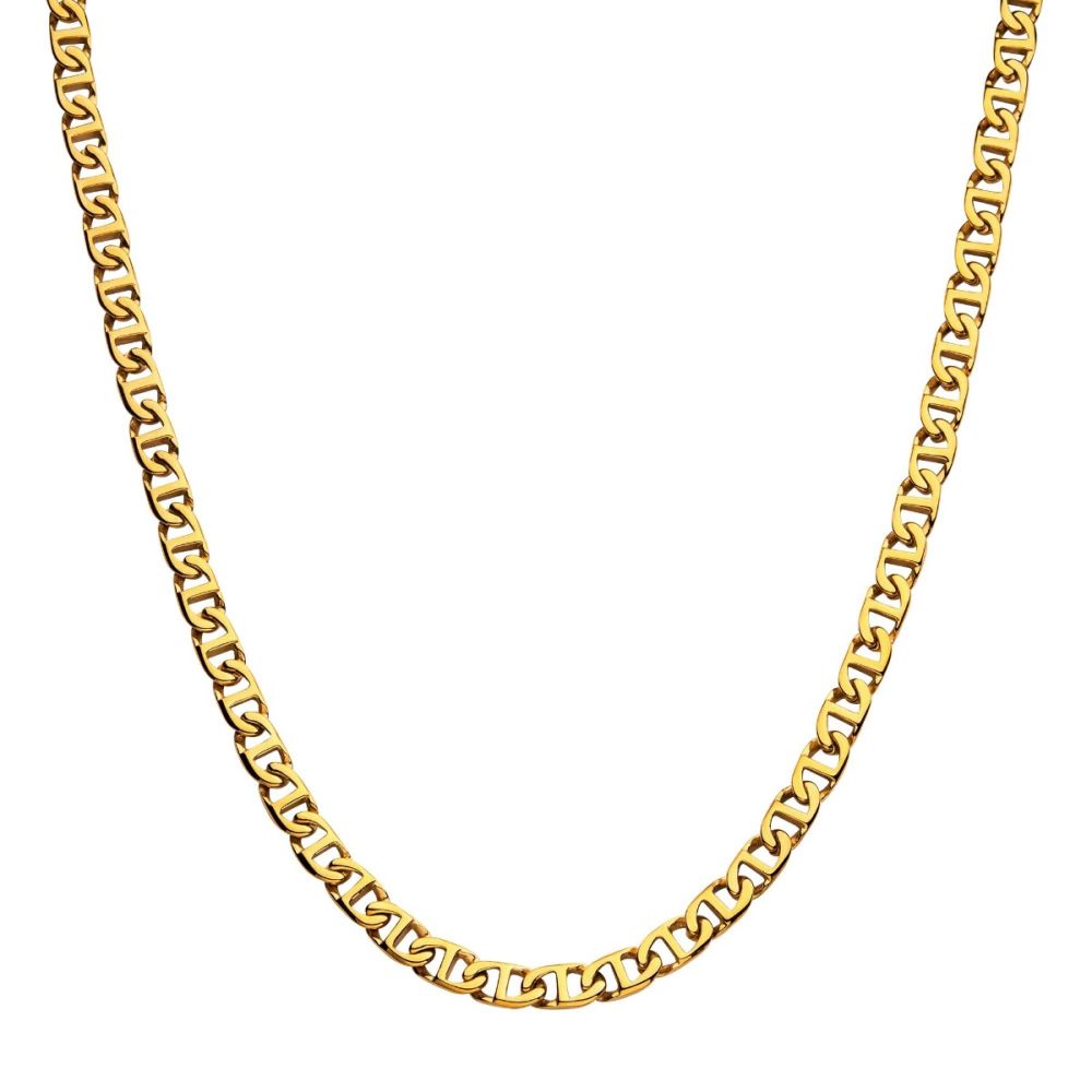 8mm 18K Gold Plated Stainless Steel Mariner Link Chain 22&quot; NSTC0108G-22
