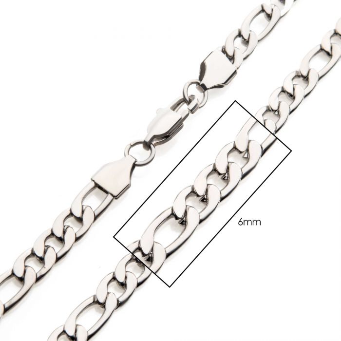6mm Stainless Steel Figaro Chain 22" NSTC0206-22