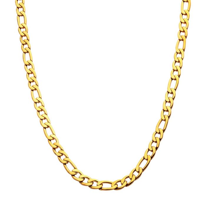 6mm 18K Gold Plated Stainless Steel Figaro Chain 22&quot; NSTC0206G-22