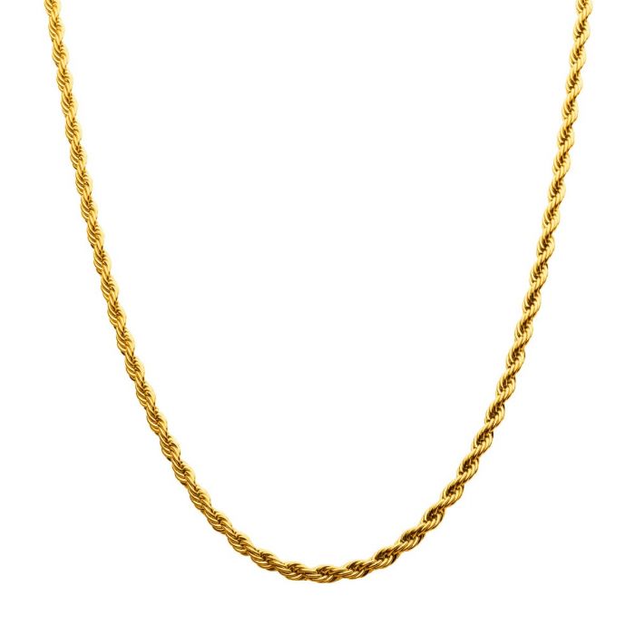 4mm 18K Gold Plated Stainless Steel Rope Chain 20&quot; NSTC0304G-20