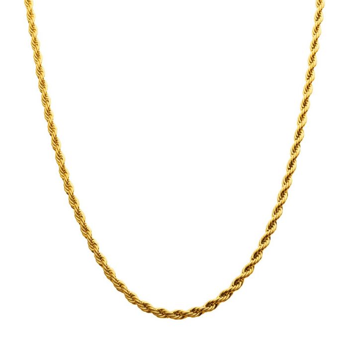 4mm 18K Gold Plated Stainless Steel Rope Chain 20" NSTC0304G-20