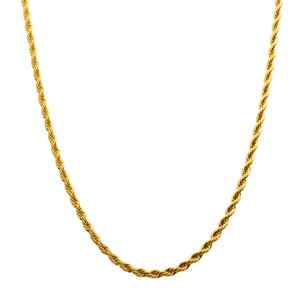 6mm 18K Gold Plated Stainless Steel Rope Chain 22" NSTC0306G-22