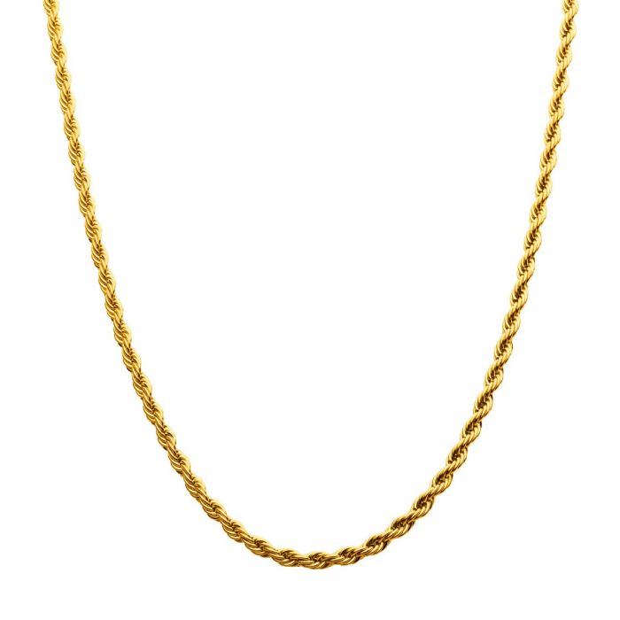 4mm 18K Gold Plated Stainless Steel Rope Chain 22" NSTC0304G-22