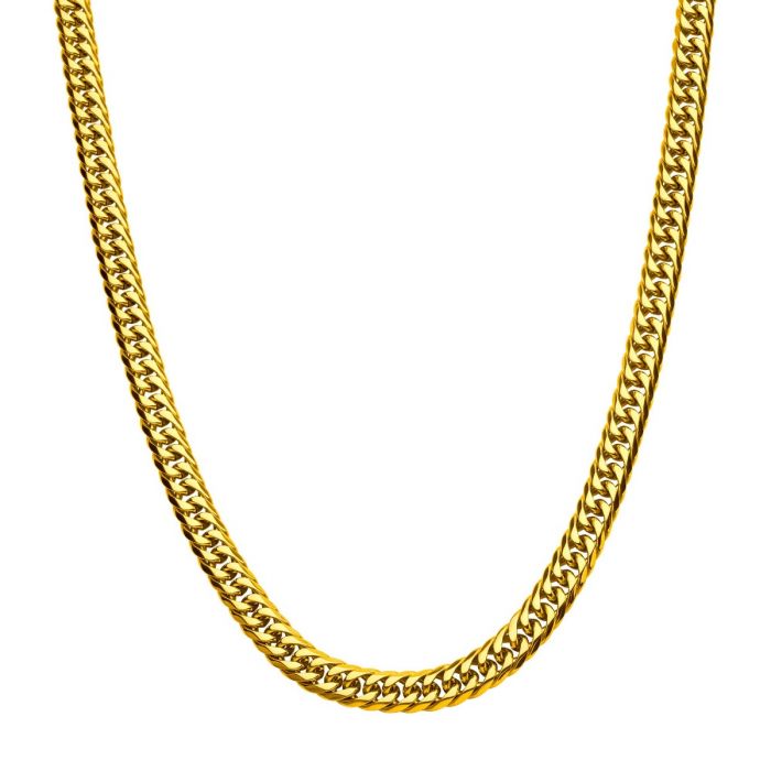 8mm 18K Gold Plated Stainless Steel Dome Curb Chain 22&quot; NSTC0508G-22