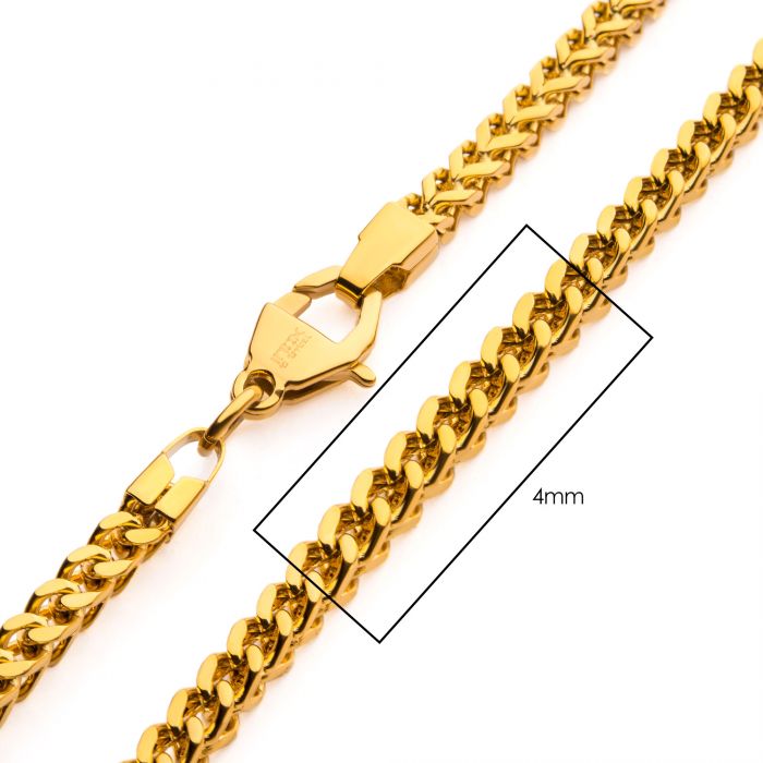 4mm 18K Gold Plated Stainless Steel Franco Chain 24" NSTC0704G-24