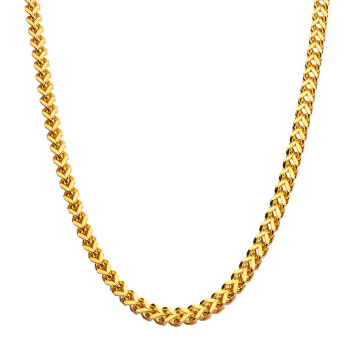 4mm 18K Gold Plated Stainless Steel Franco Chain 24&quot; NSTC0704G-24