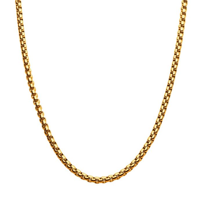4mm 18K Gold Plated Stainless Steel Bold Box Chain 20&quot; NSTC1304G-20