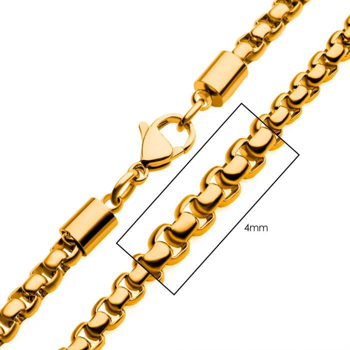 4mm 18K Gold Plated Stainless Steel Bold Box Chain 20" NSTC1304G-20