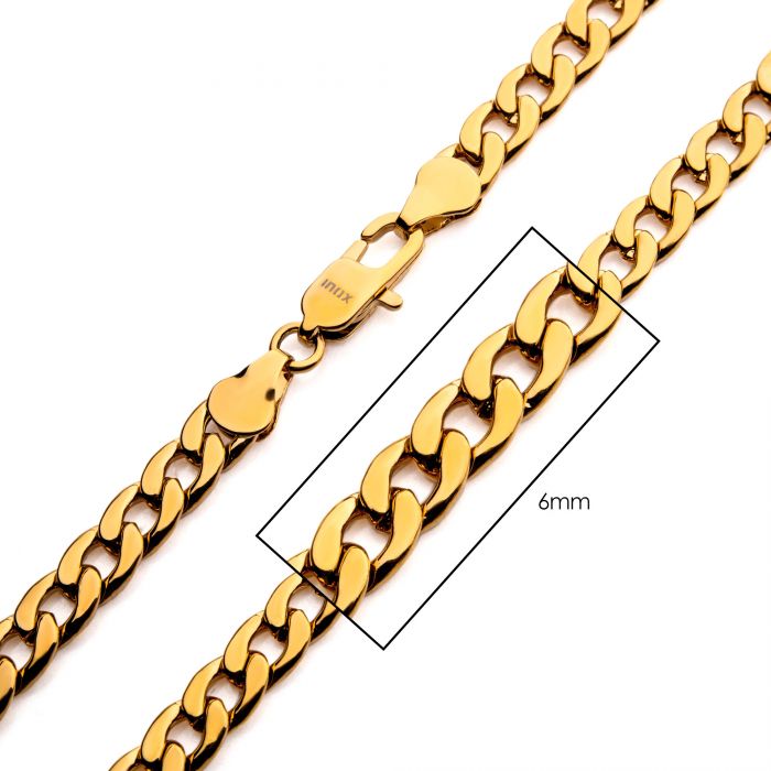 6mm 18K Gold Plated Stainless Steel Curb Chain 22" NSTC1606G-22