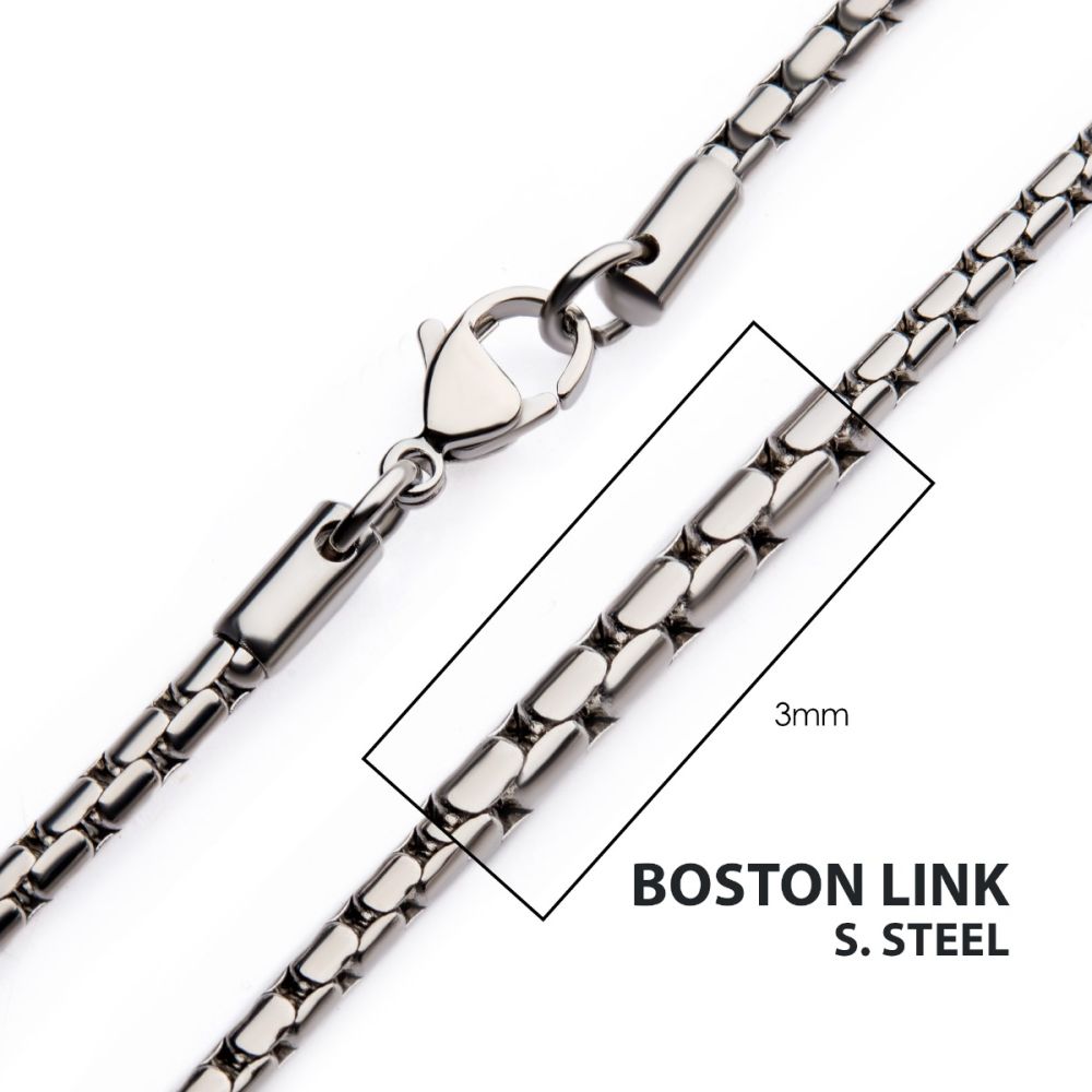 3mm Stainless Steel Boston Link Chain 22" NSTC1903-22