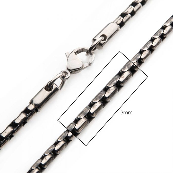 3mm Stainless Steel Oxidized Boston Link Chain 20" NSTC1903AT-20