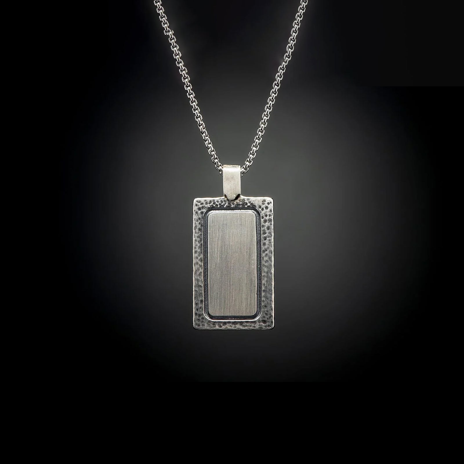 William Henry Labradorite Shift Dog Tag Pendant w/ 22" Chain