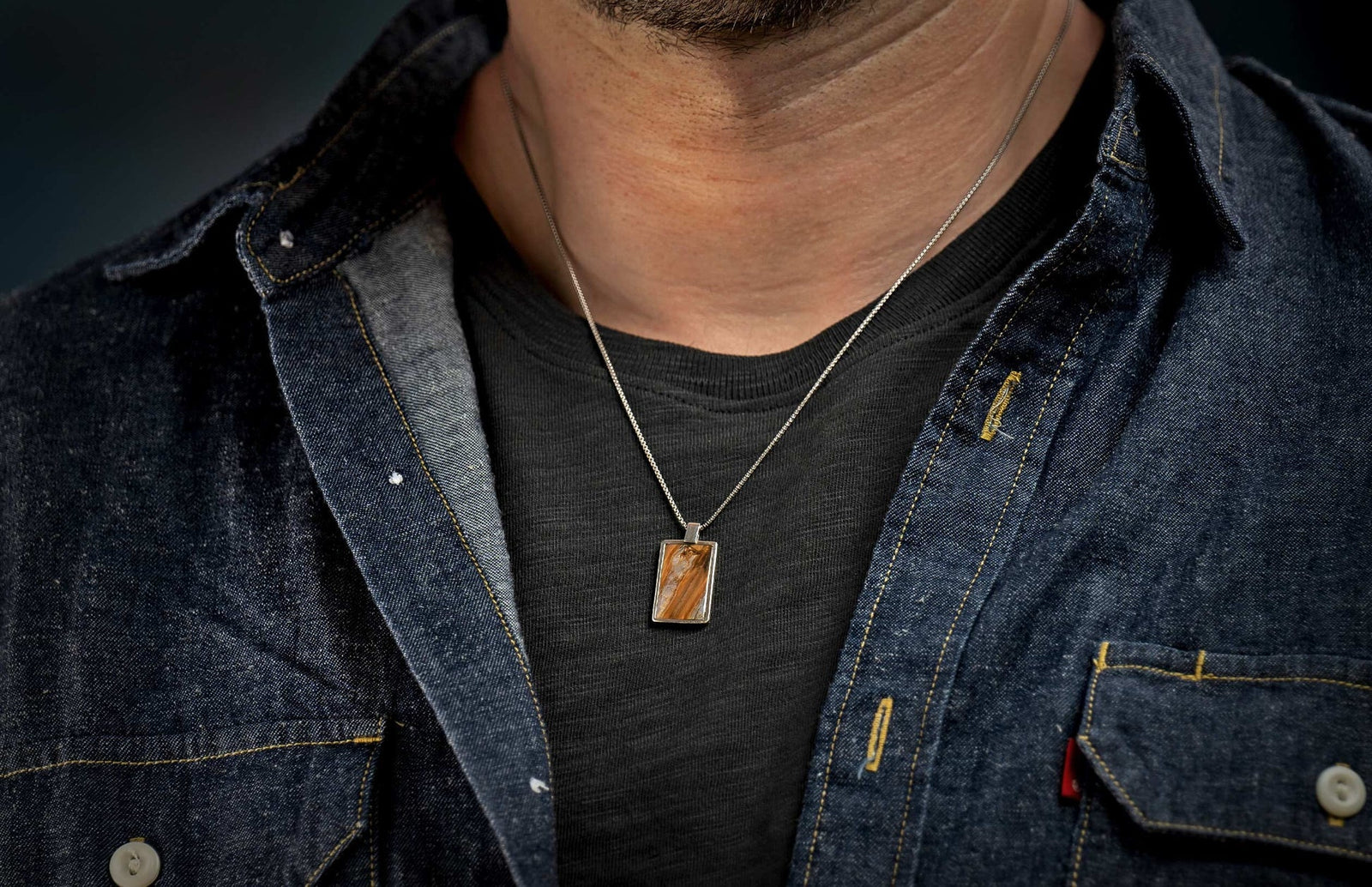 William Henry Mammoth Shift Dog Tag Pendant w/ 22" Chain