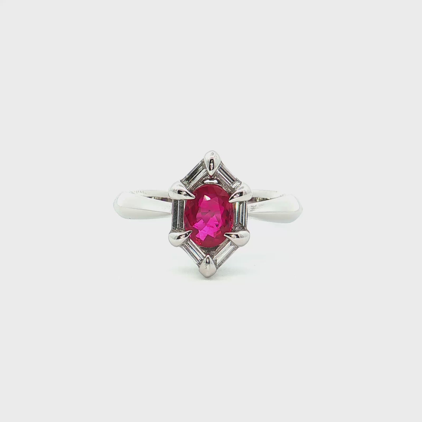 Platinum 0.72ct. Ruby & Diamond Halo Fashion Ring