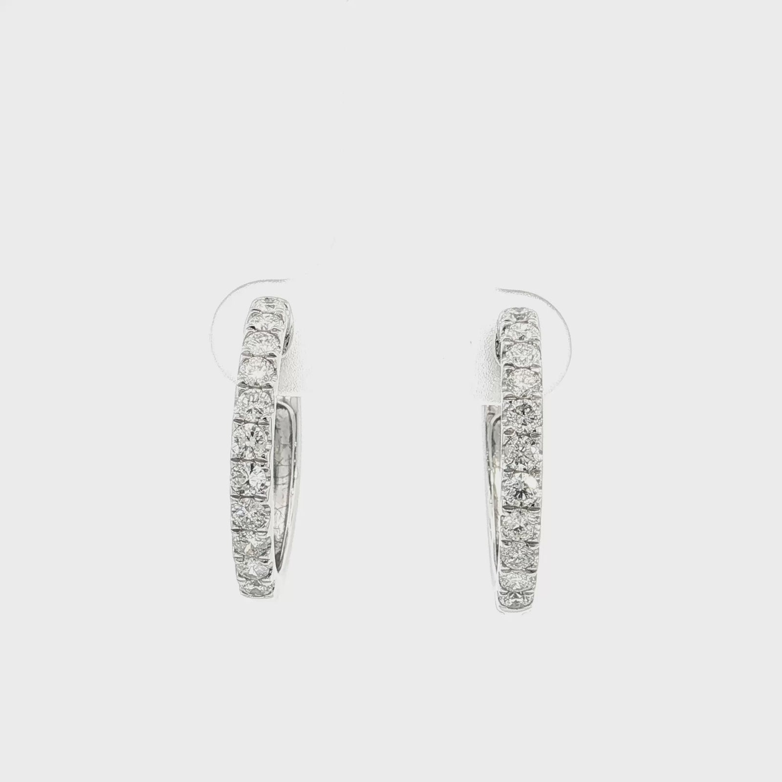 14K White Gold 1.0cttw. Diamond Hoop Earrings