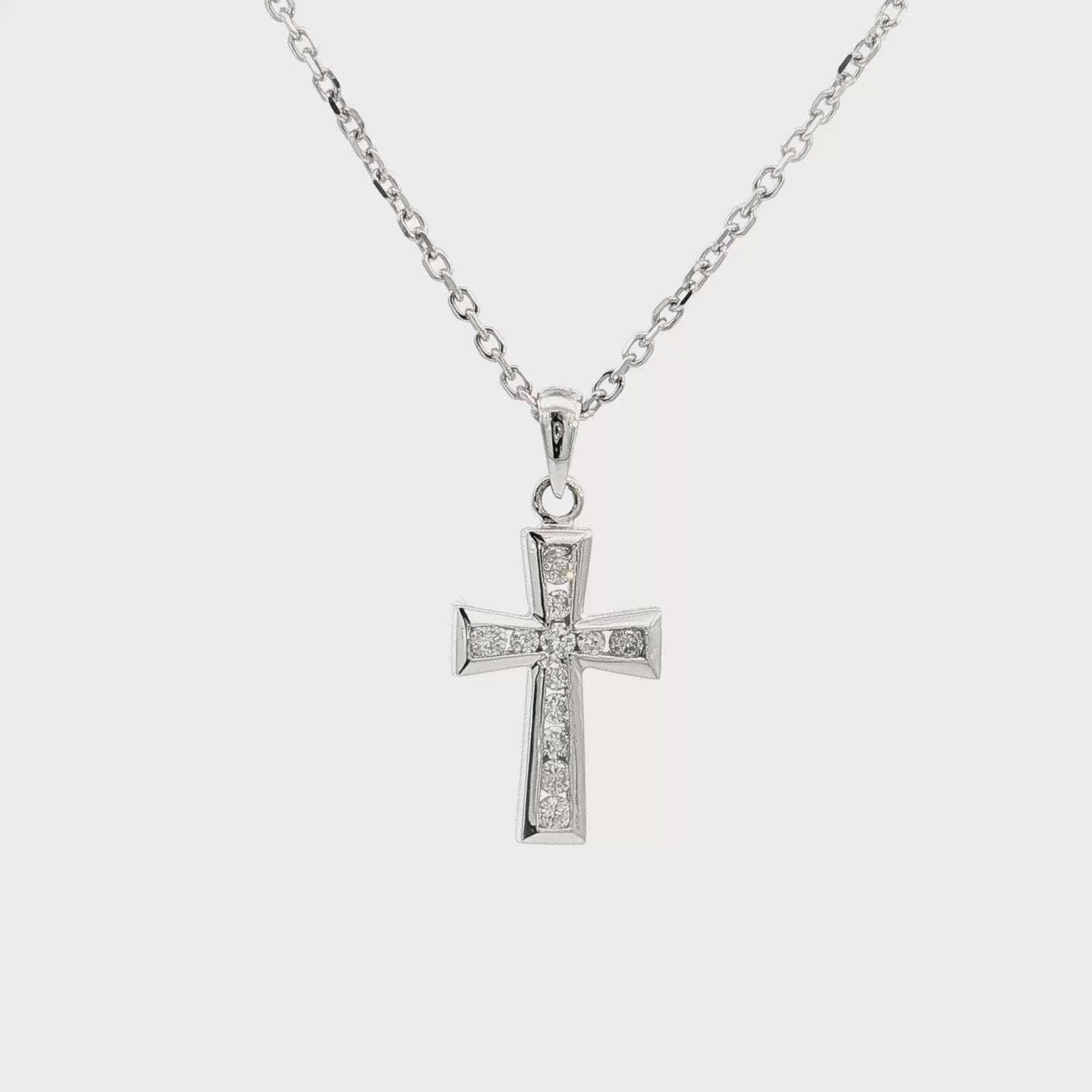 14K White Gold 0.21cttw. Diamond Cross Pendant