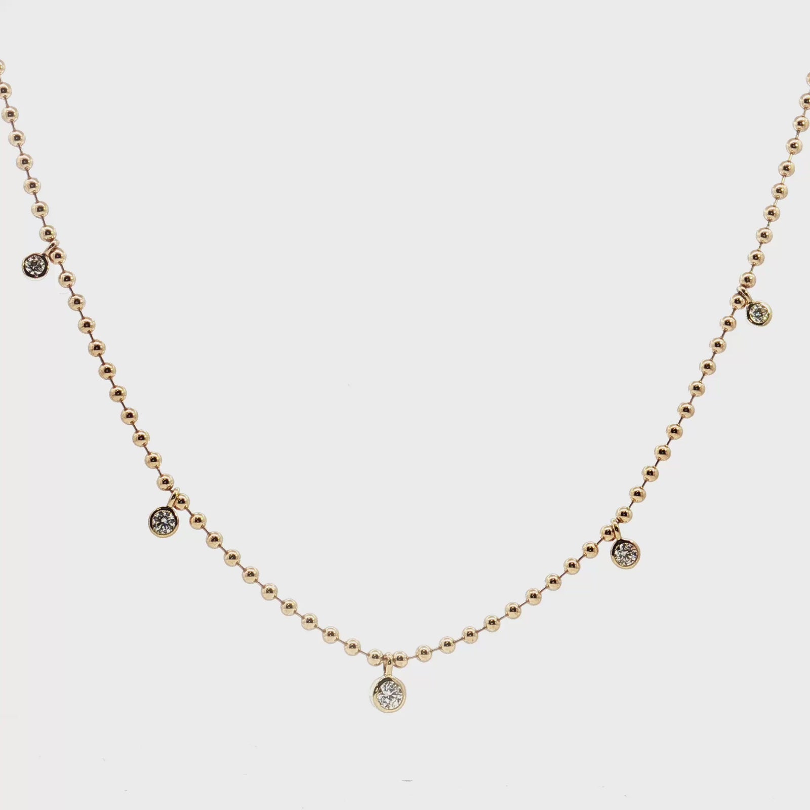 A. Jaffe 14K Yellow Gold 0.69cttw. Diamond Multi Bezel Dangle Beaded Necklace