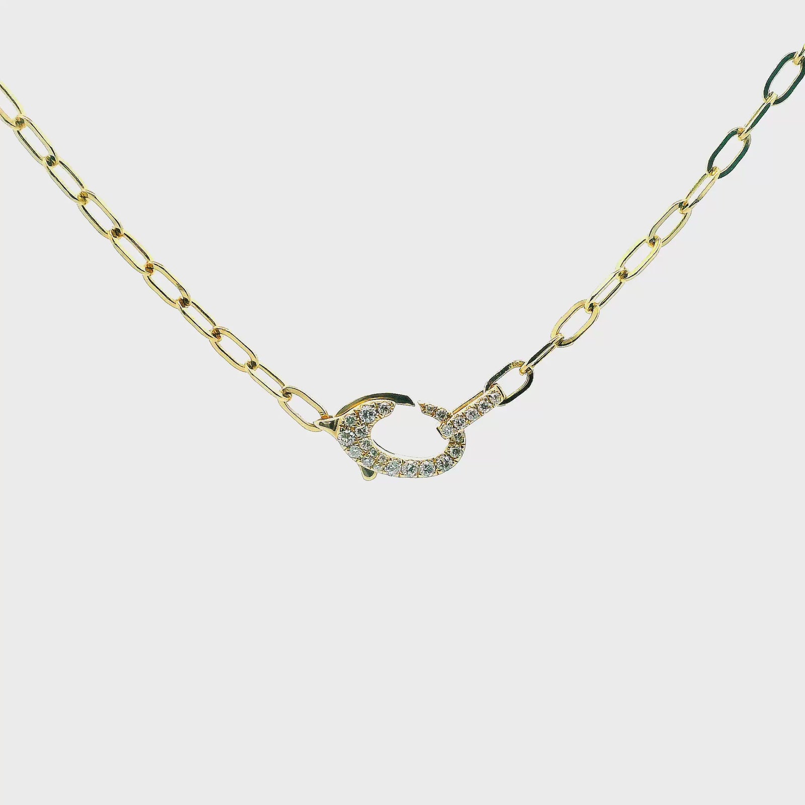 14K Yellow Gold 0.25cttw. Diamond Lobster Clasp Oval Link Necklace