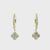 14K Yellow Gold 0.60cttw. Diamond Clover Dangle Huggie Hoop Earrings