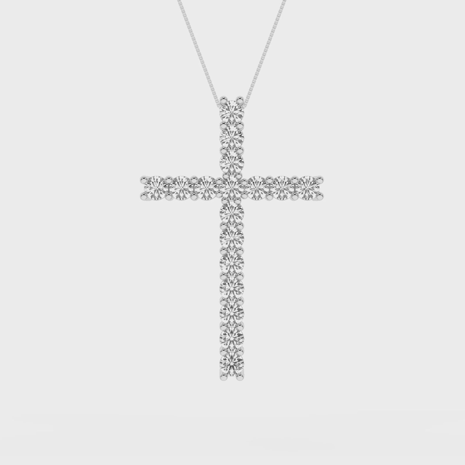 1 Carat Round Lab Grown Diamond 14K Gold Cross Necklace