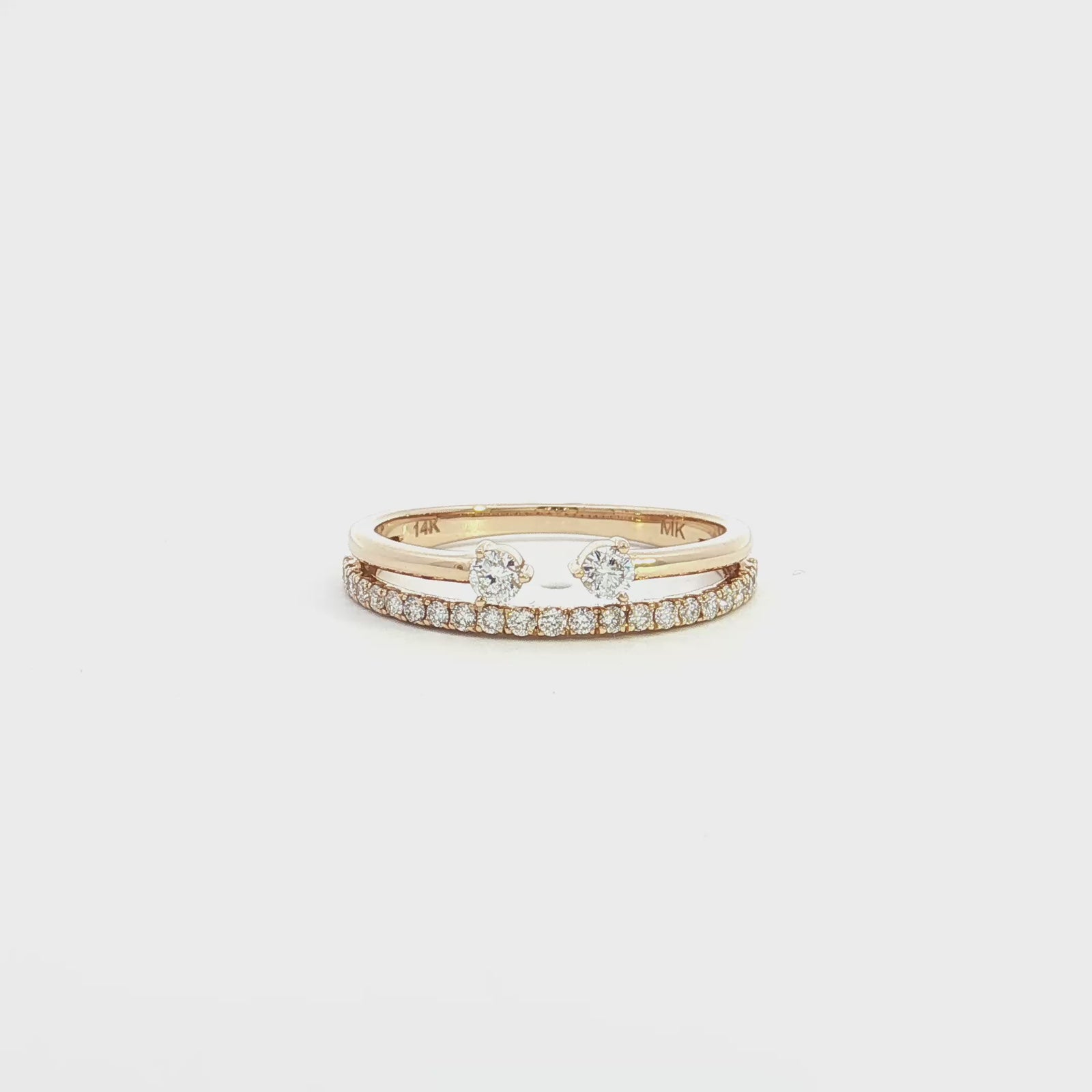 14K Yellow Gold 0.37cttw. Diamond Two Band Fashion Ring