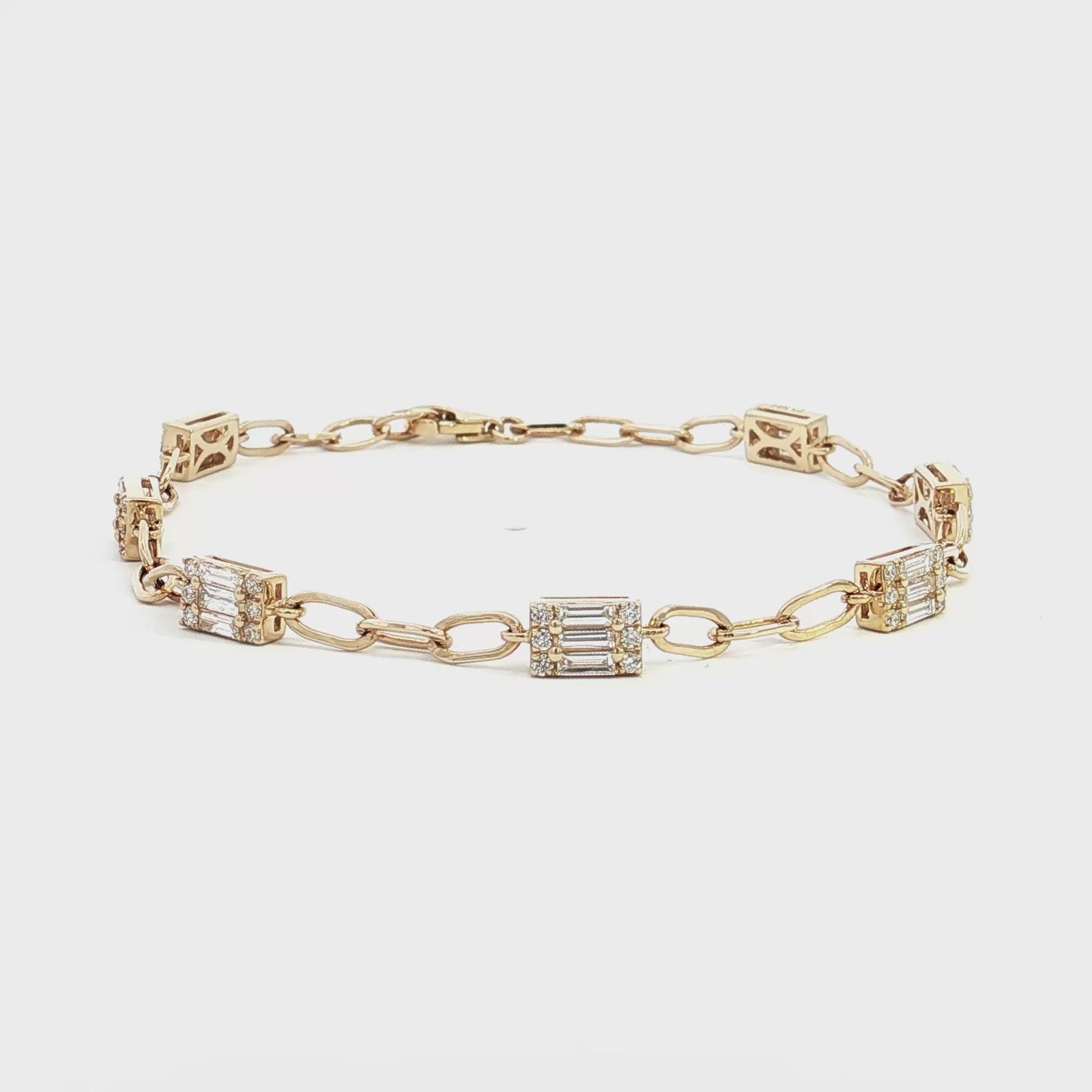 14K Yellow Gold 1.11cttw. Diamond Multi Section Link Bracelet