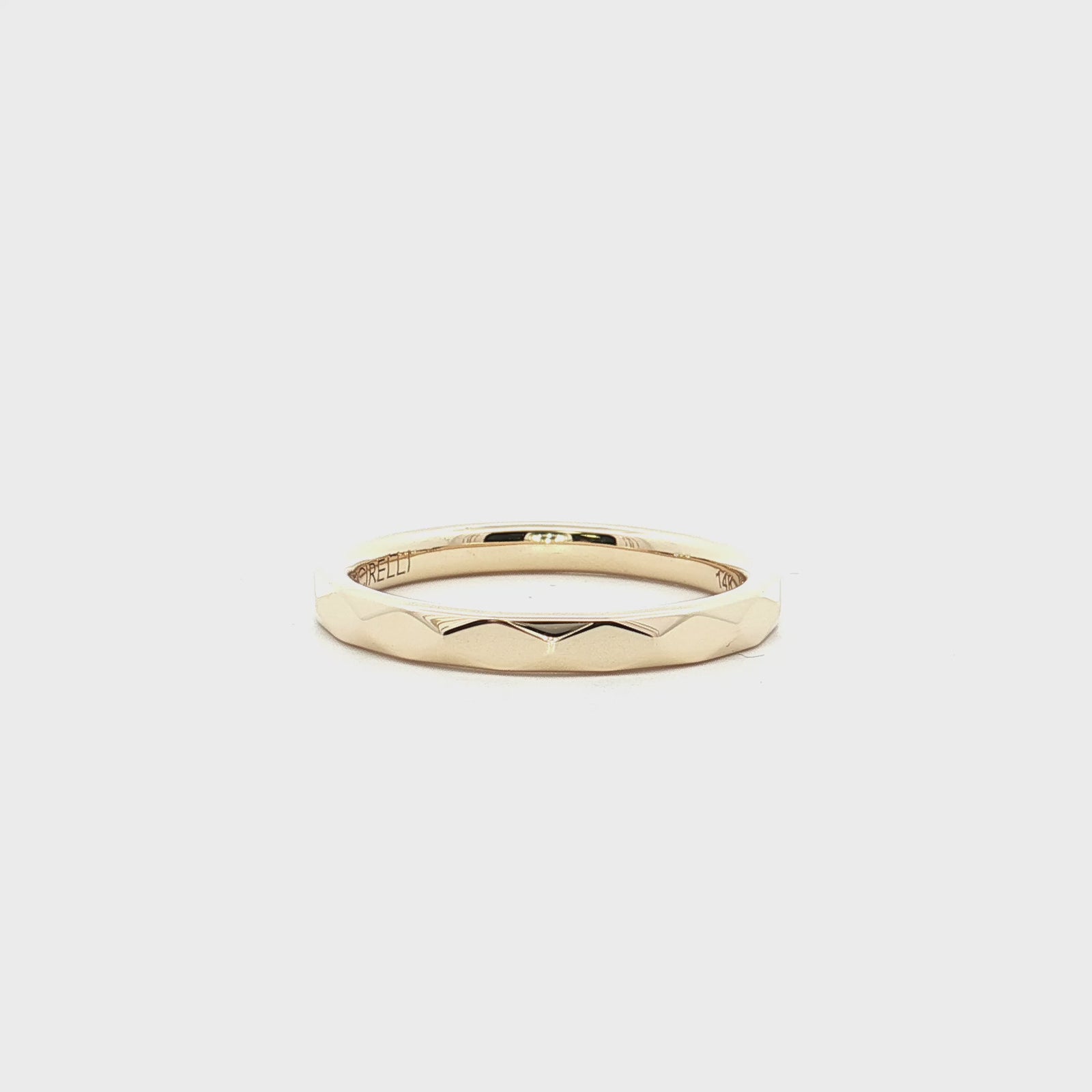 14K Yellow Gold Faceted Geometric Stackable Fashion Ring