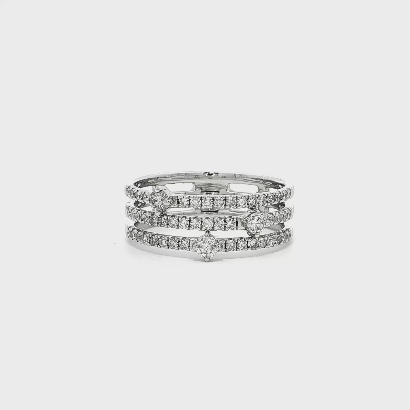 14K White Gold 0.57cttw. Diamond Multi Row Fashion Ring