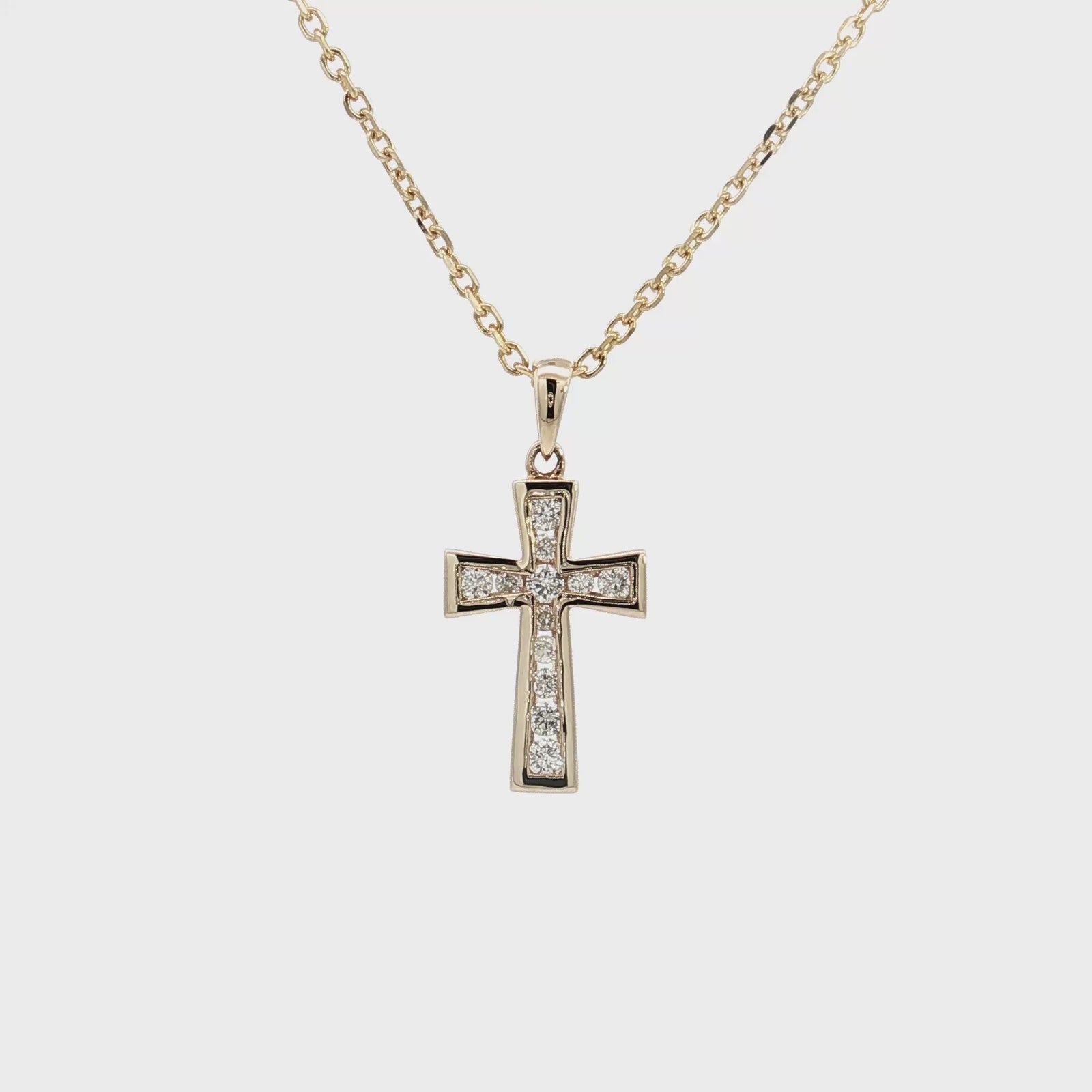 14K Yellow Gold 0.20cttw. Diamond Cross Pendant