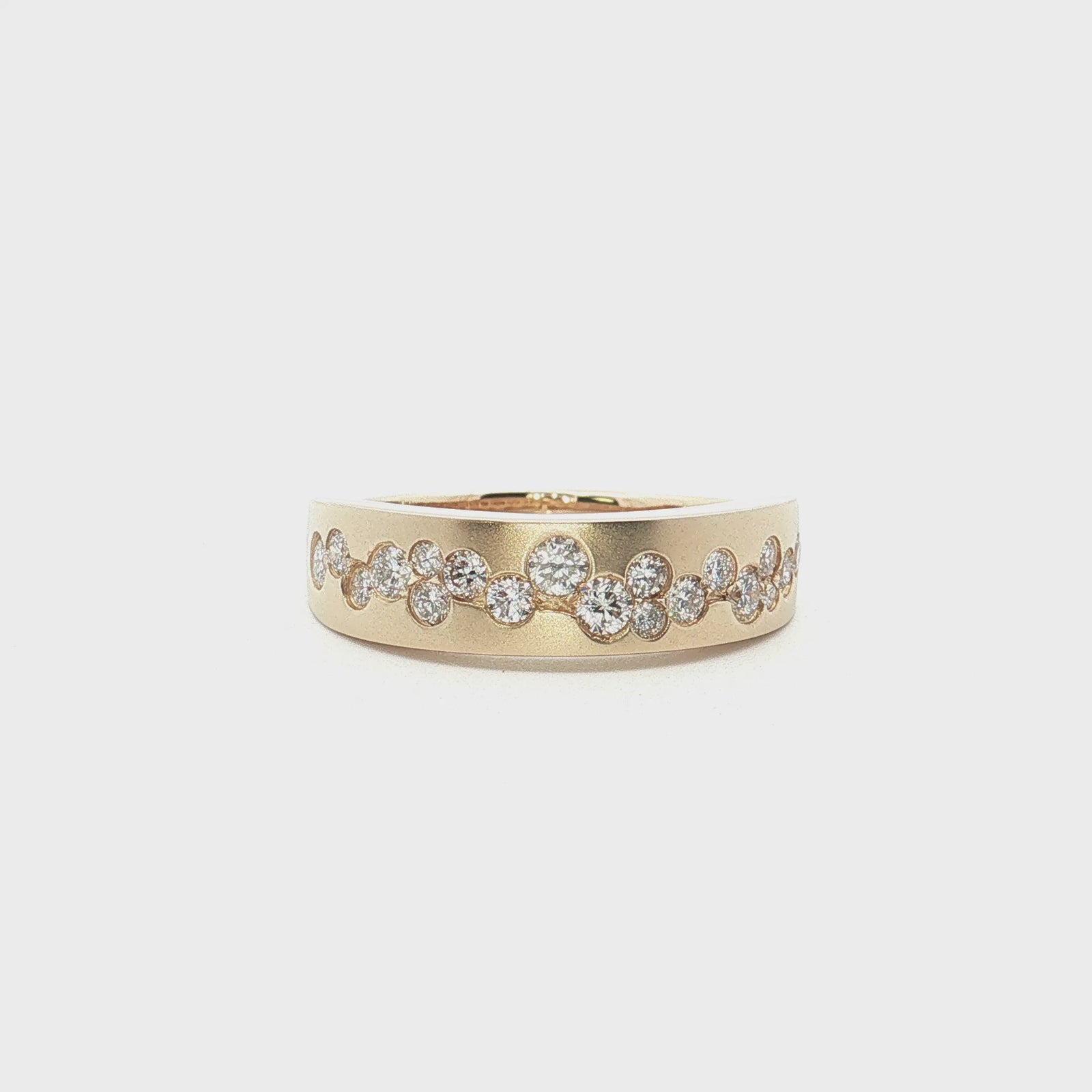 14K Yellow Gold 0.49cttw. Scattered Round Diamond Brushed Finish Fashion Ring