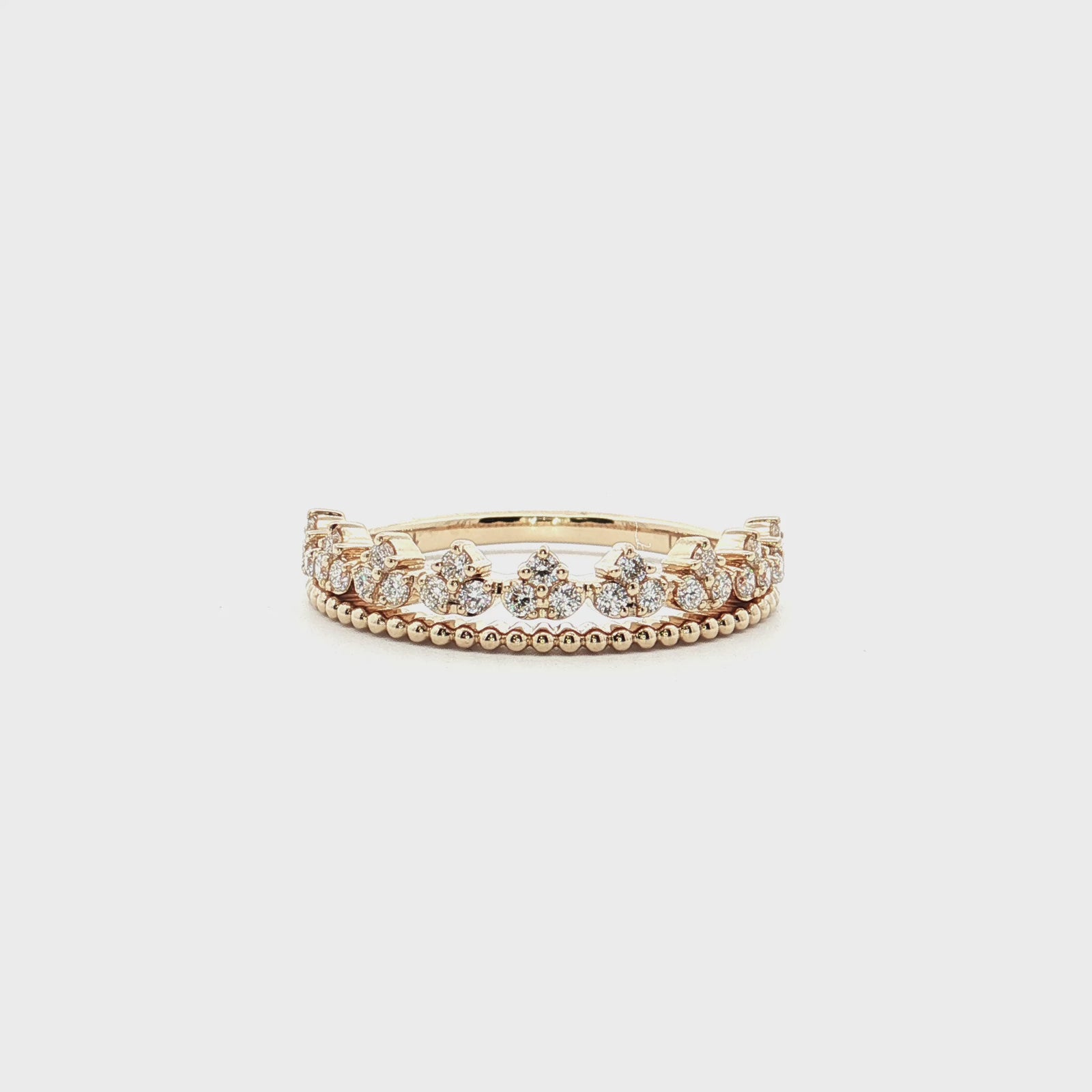 14K Yellow Gold 0.25cttw. Diamond Cluster Beaded Fashion Ring