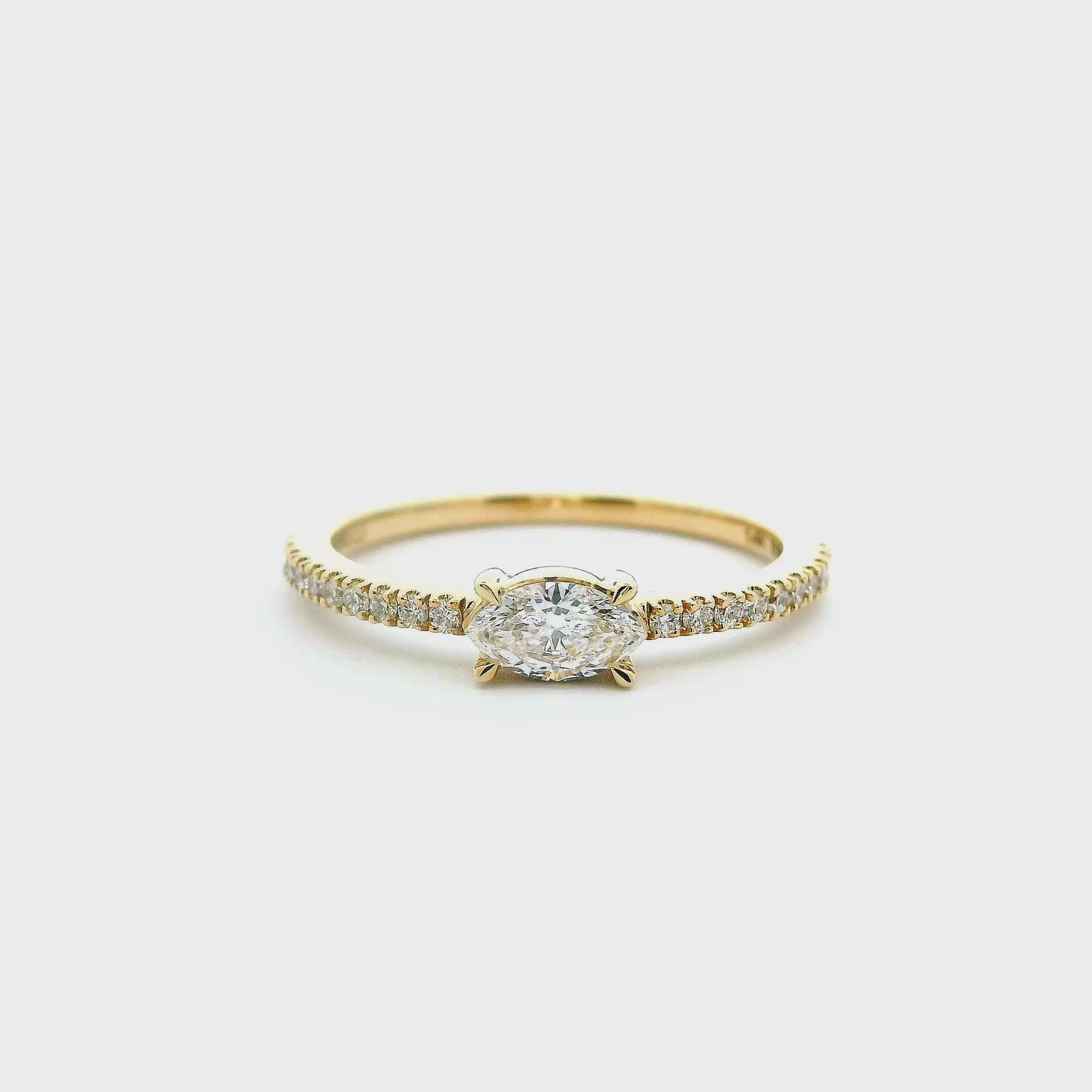 14K Yellow Gold 0.38cttw. East/West Marquise Diamond Fashion Ring