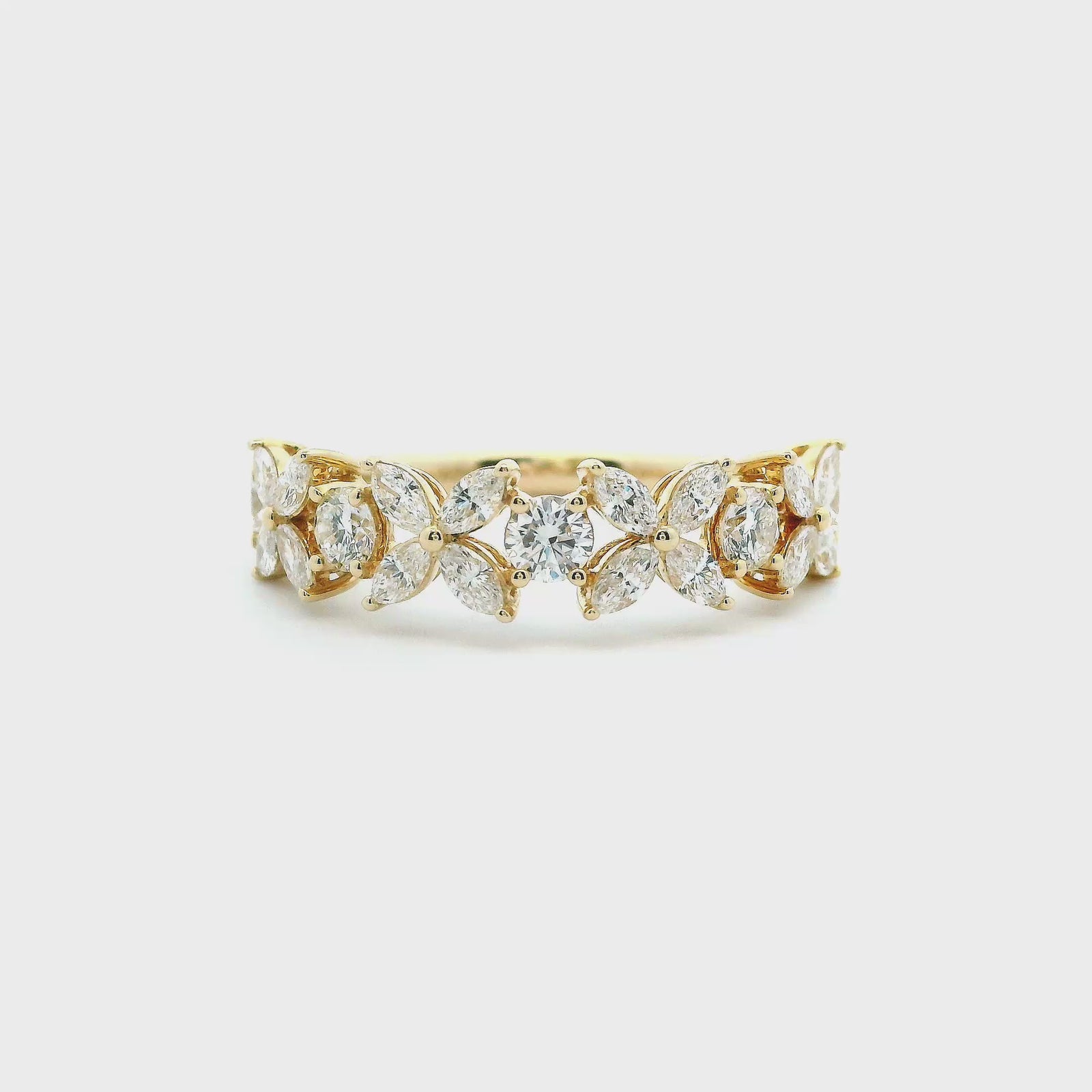 14K Yellow Gold 0.95cttw. Marquise & Round Diamond Butterfly Fashion Ring