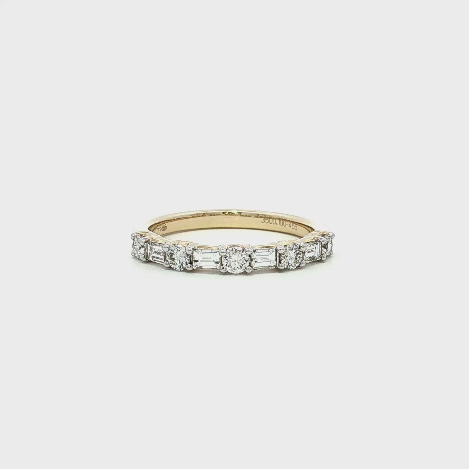 14K Yellow Gold 0.78cttw. Round & Baguette Diamond Fashion Ring