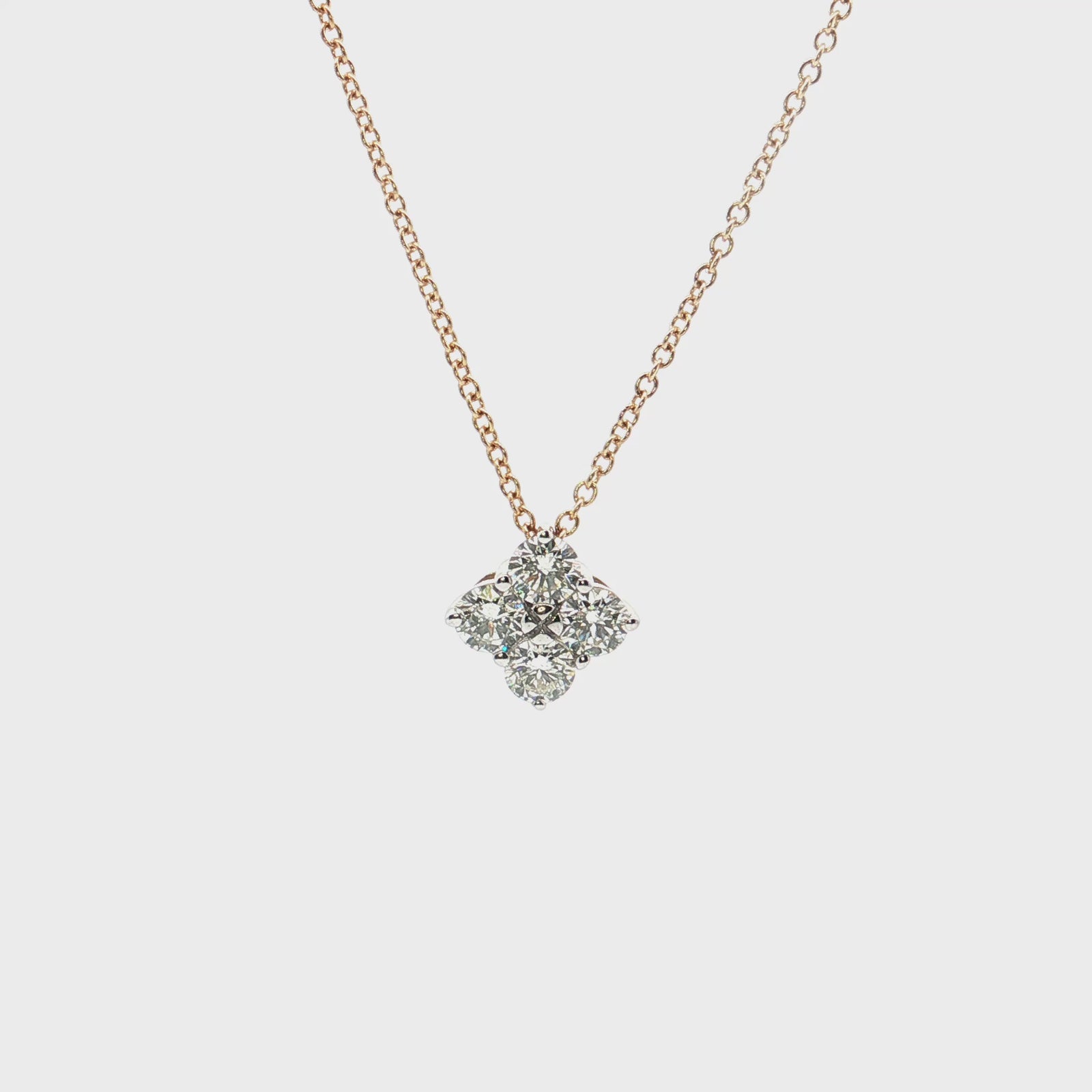 14K Yellow Gold 0.84cttw. Diamond Clover Slide Necklace