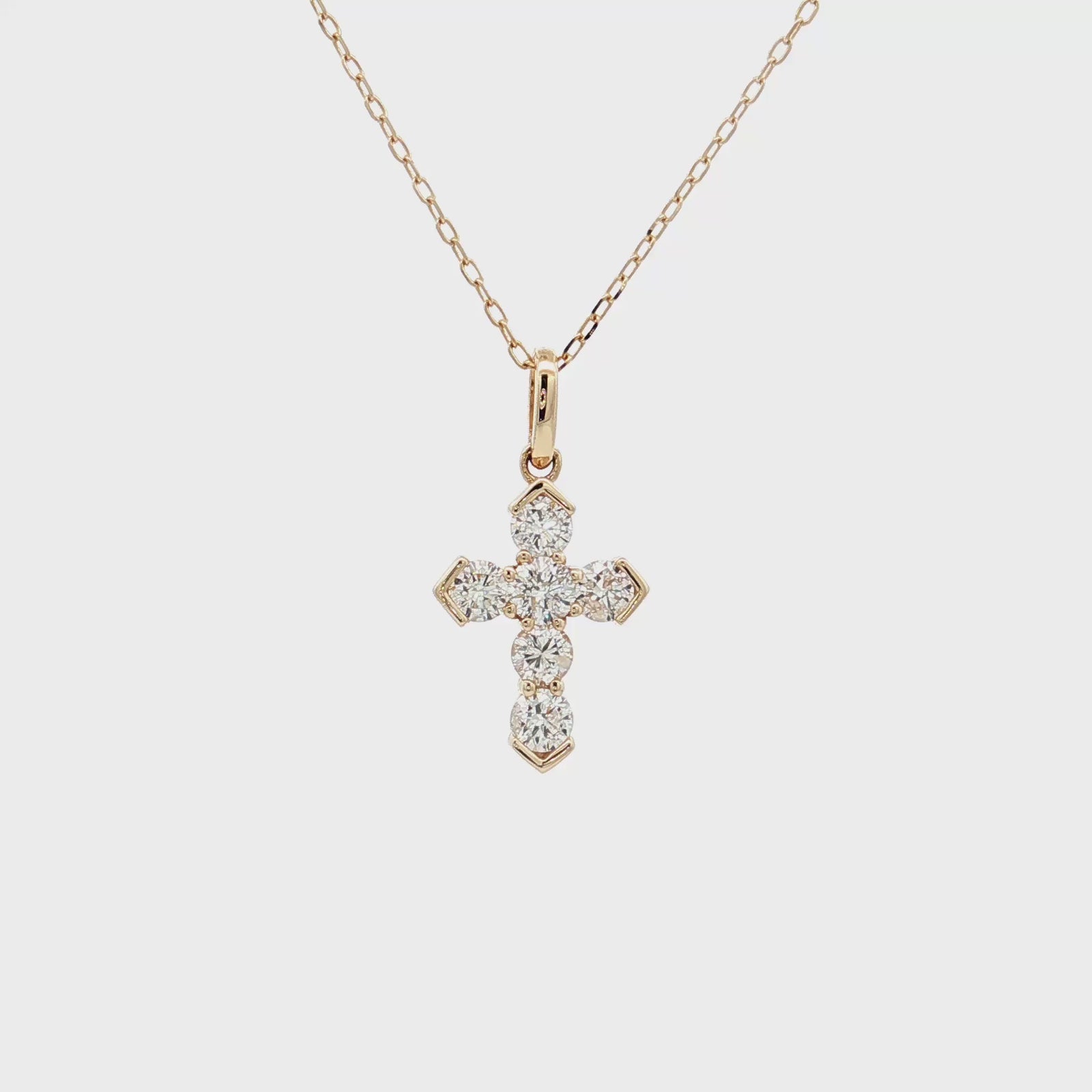 14K Yellow Gold Diamond Cross Necklace