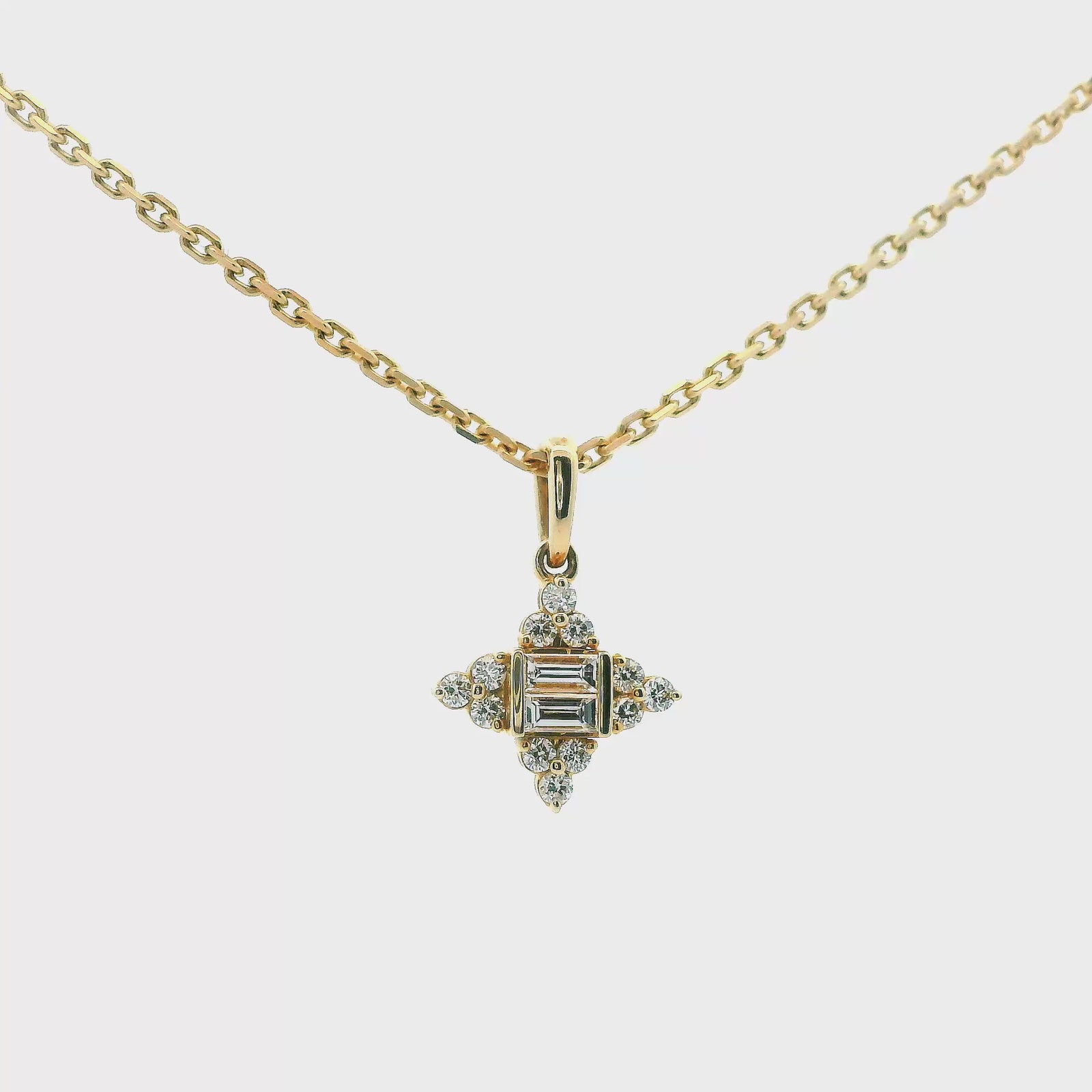 14K Yellow Gold 0.21cttw. Diamond Star Pendant Necklace