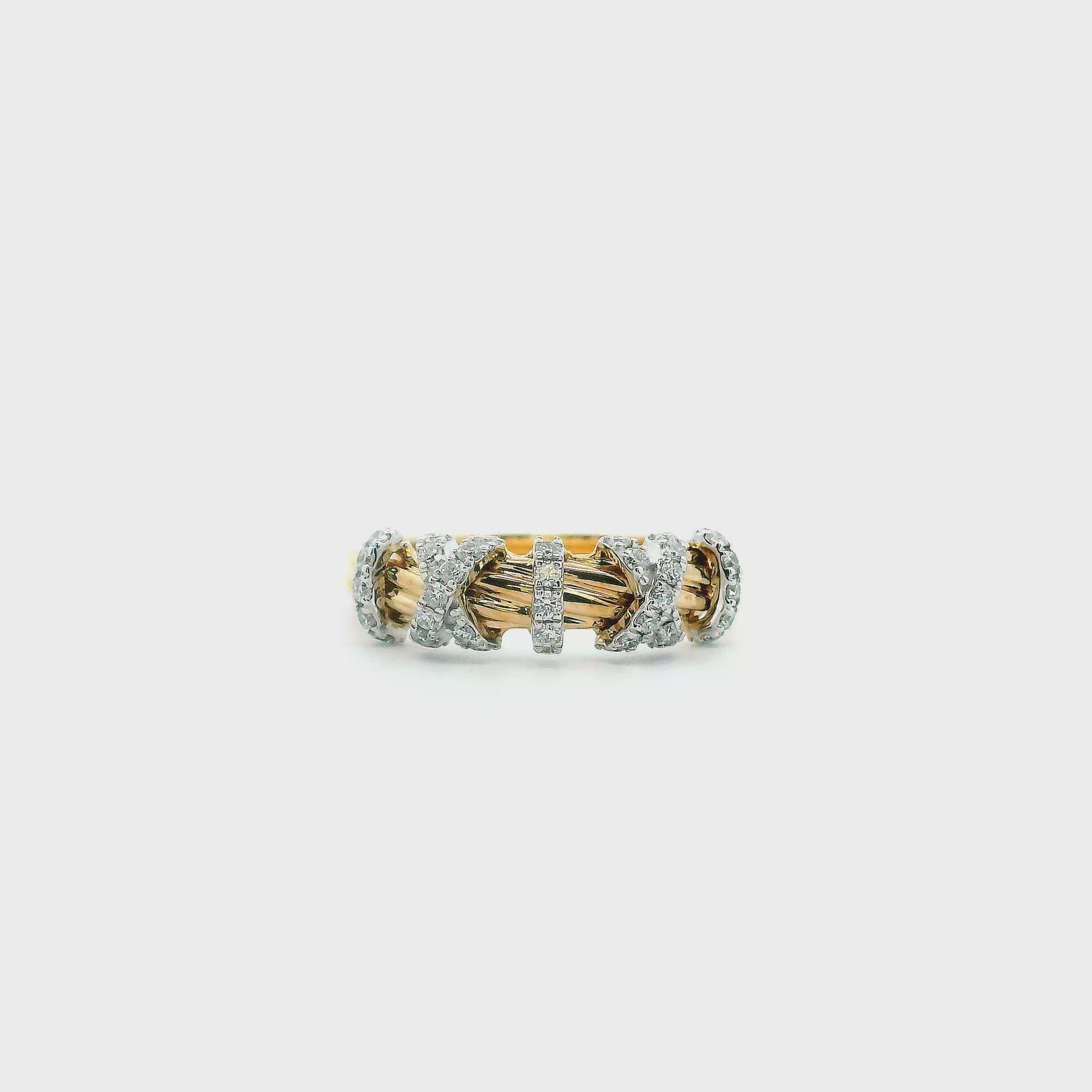 14K Two-Tone Gold 0.30cttw. Diamond Wrap Over Twist Fashion Ring