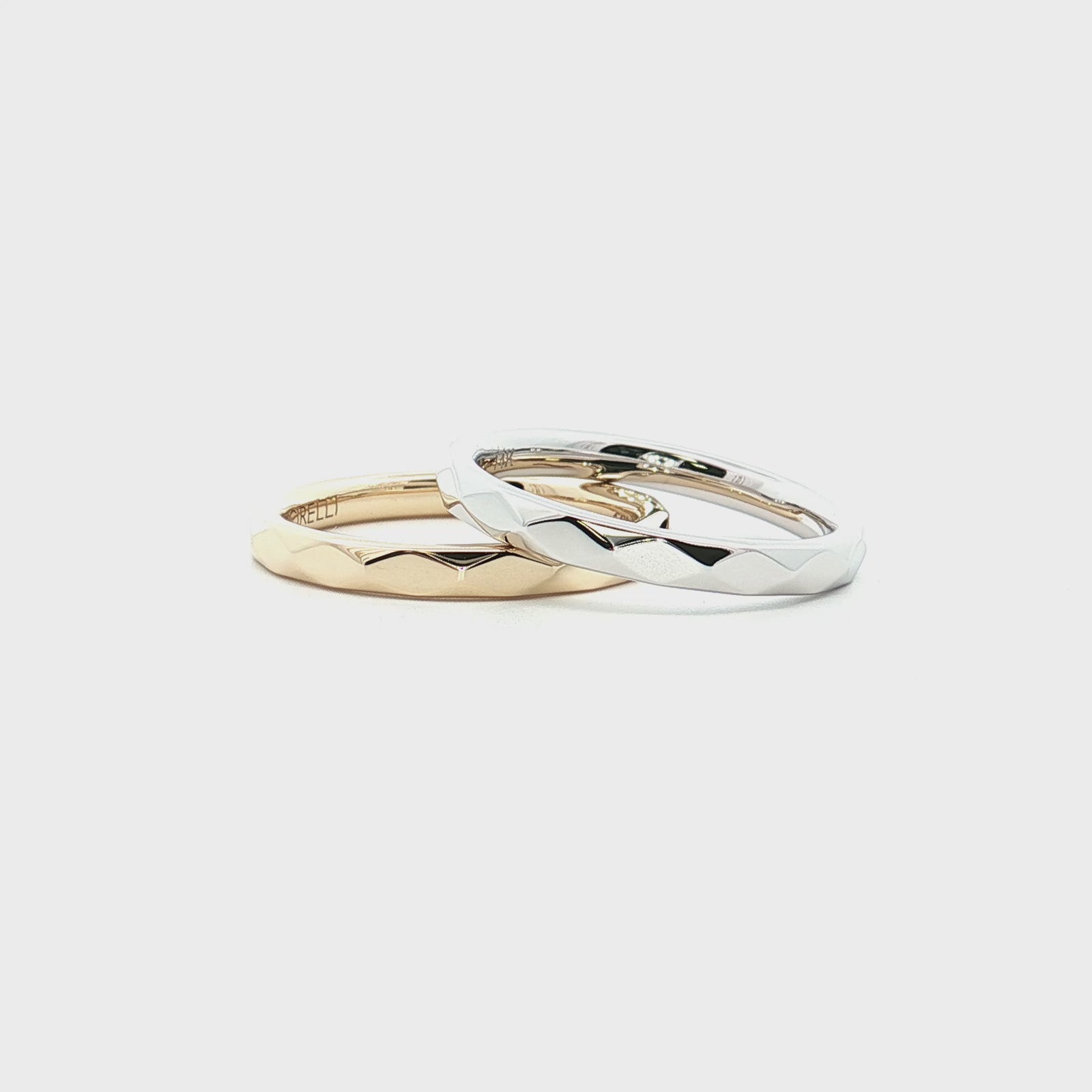 14K Yellow Gold Faceted Geometric Stackable Fashion Ring
