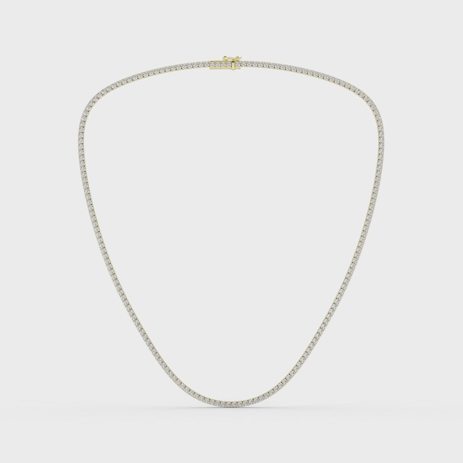 5 Carat Round Lab Grown Diamond 14K Gold Straight Link Tennis Necklace