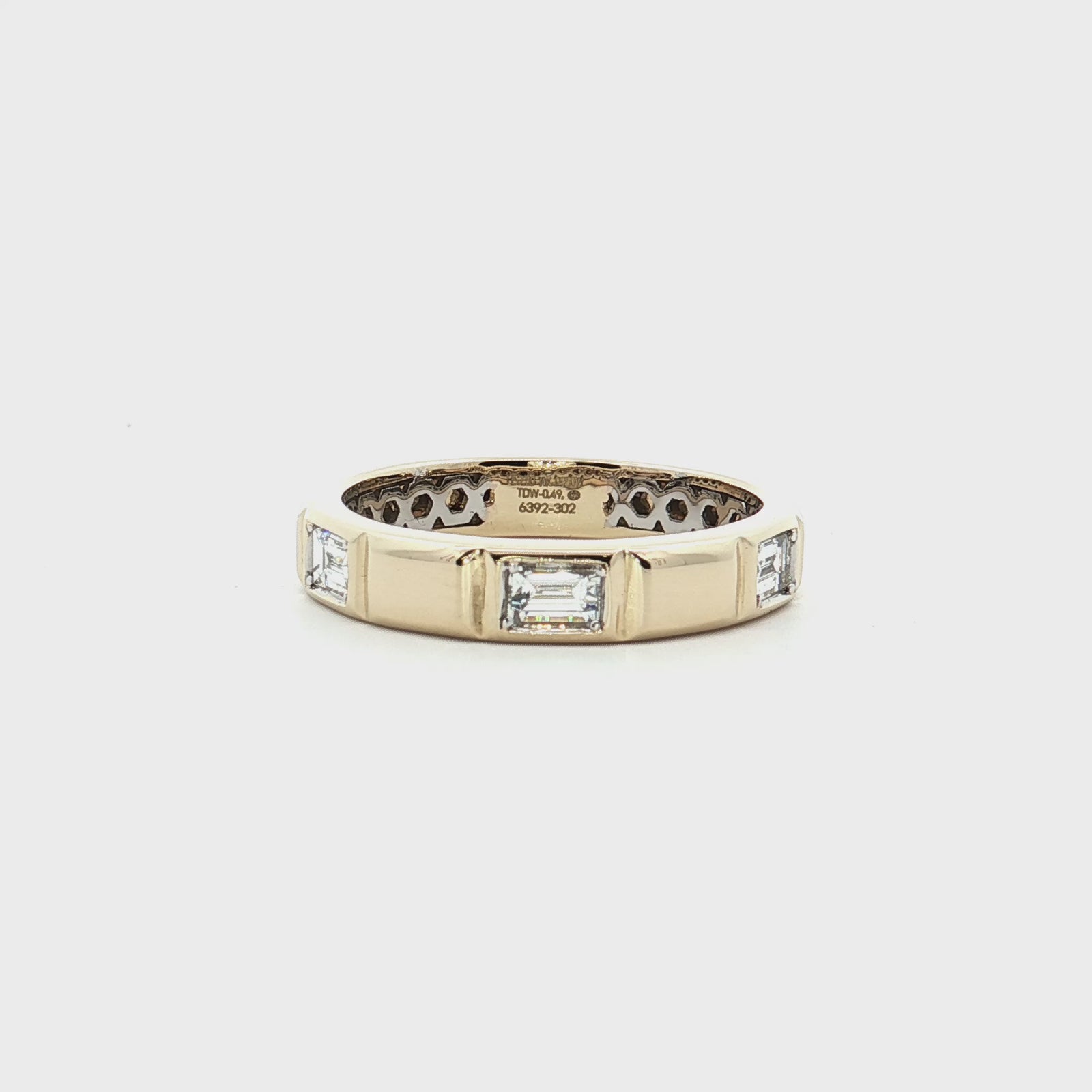14K Yellow Gold & Platinum 0.49cttw. Emerald Diamond Fashion Ring