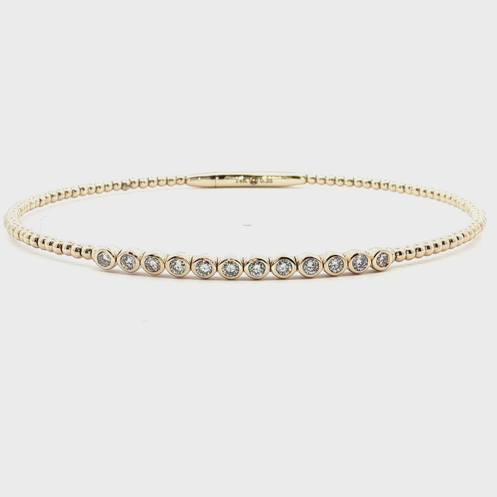 14K Yellow Gold 0.35cttw. Diamond Beaded Flexible Bracelet