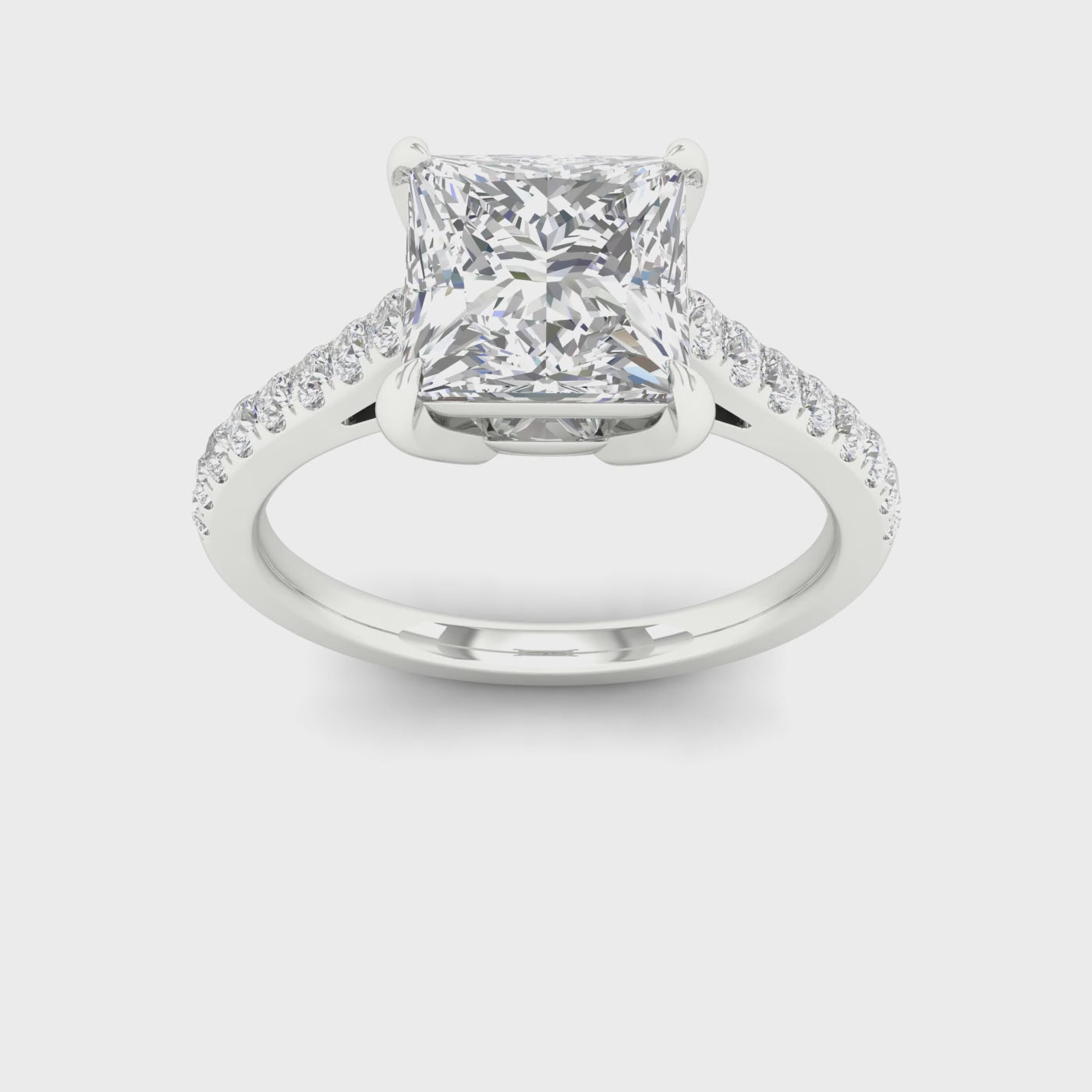 14K White Gold 2.25 Carat Princess Brilliant Cut Lab Grown Diamond Engagement Ring