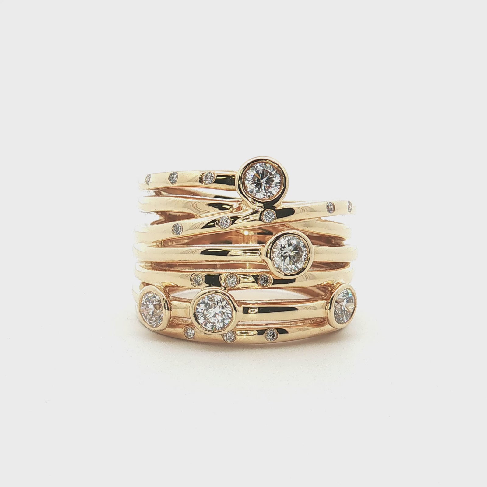 18K Yellow Gold 0.84cttw. Diamond Multi Crossover Fashion Ring