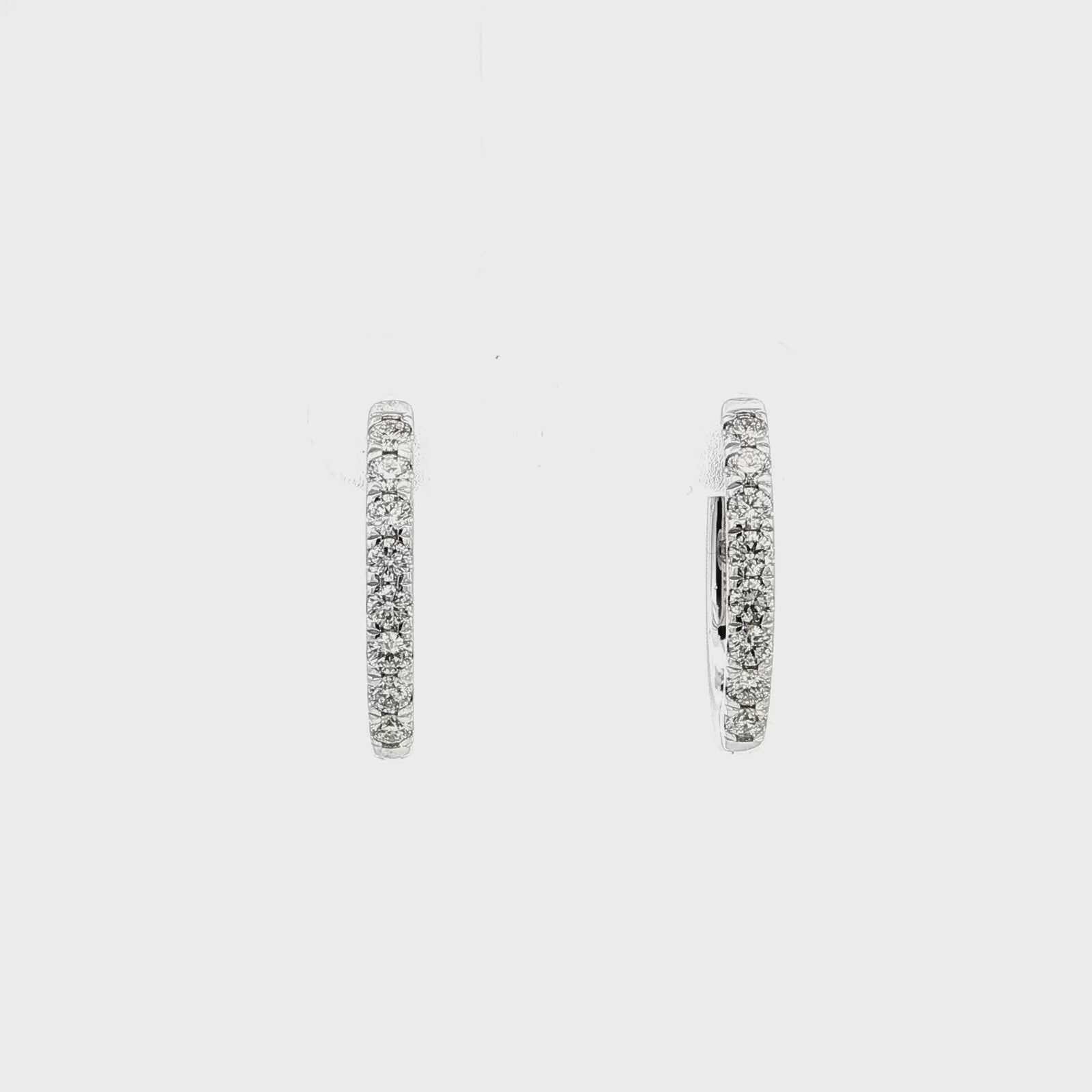 14K White Gold 0.55cttw. Diamond Oval Hoop Earrings